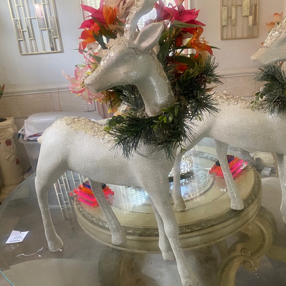 Decorative white reindeer